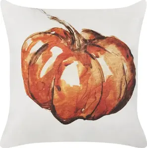 Decorative velvet cushion Beliani CURBITA 45 x 45 cm beige with orange pumpkin motif