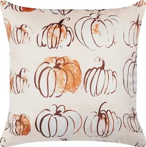Decorative velvet cushion Beliani CUCURBITA with pumpkin motif 45 x 45 cm beige