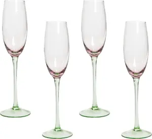 Šampanieša glāžu komplekts Beliani DIOPSIDE, 4 gab., 200 ml, rozā-zaļš stikls