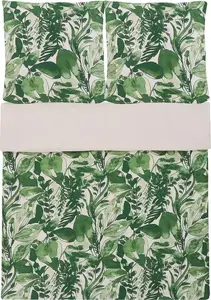 Комплект постельного белья Beliani Greenwood хлопок бело-зелёный 155x220 см