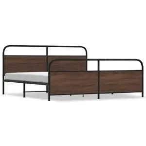 Каркас кровати VidaXL 3318668, дубовый оттенок, рама 2,06×2,07 м, высота 100 см