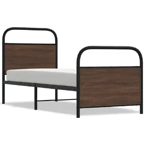 Каркас кровати VidaXL 4100316, цвет Дуб, ширина рамы 85 см, длина 2,07 м, высота 100 см