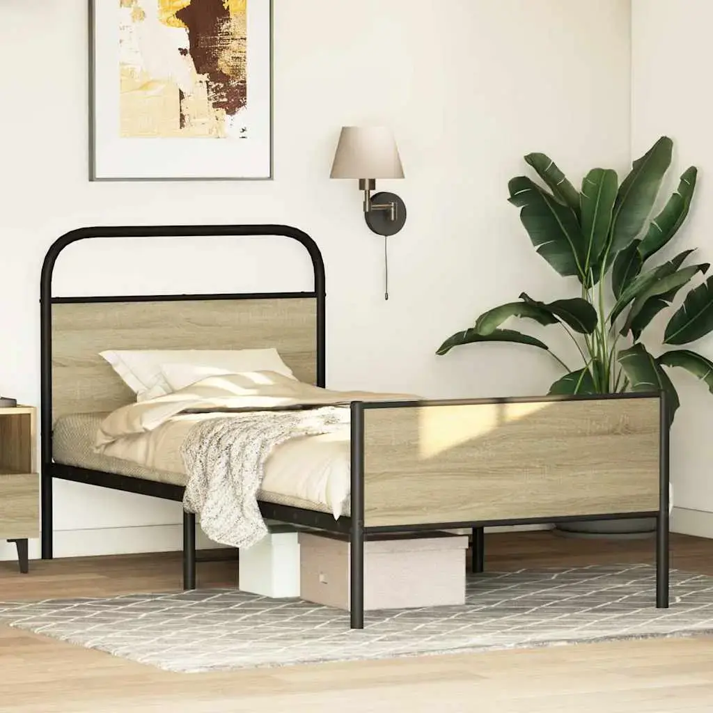 Каркас кровати VidaXL 4100440 дуб 105×196 см Photo 4