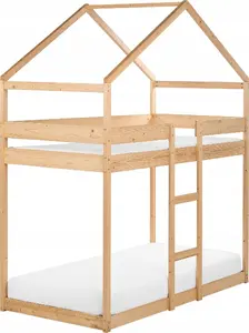 Двухъярусная кровать Beliani LABATUT детская домик деревянная 90 x 200 см светлая