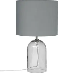 Table lamp Shumee DEVOLL glass grey — table lamp, glass shade, grey finish