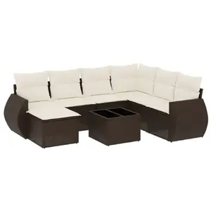 Садовая скамья VidaXL 3221712 из ротанга с закалённым стеклом, кремовая, нагрузка 110 кг