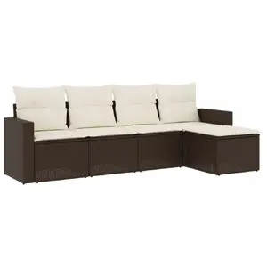 Скамья уличная VidaXL 3251240 из ротанга с закалённым стеклом, кремовая, нагрузка до 110 кг
