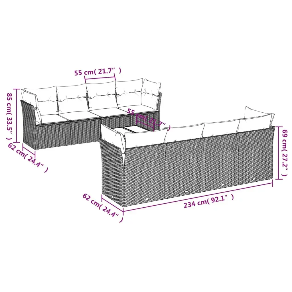 VidaXL 3249162 — 9 предметов уличной мебели Photo 3