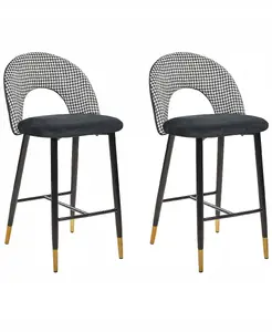 Bar stool set Beliani FALTON — 2 bar chairs, velvet upholstery, black and white, model 403500