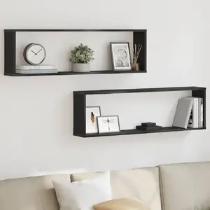 Настенные полки 2 шт. VidaXL Cube Черный дуб 100x15x30 см