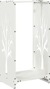 Firewood Rack VidaXL model 864226, white cold-rolled steel firewood holder