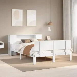 Кровать с полкой VidaXL модель 3322633, каркас из сосны, белая, для матраса 140x200 см, без матраса