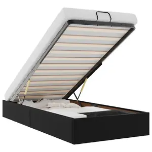 Gultas rāmis VidaXL 3310784, melns, metāls/eko āda, 100 x 203 cm, max slodze 140 kg