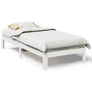 Каркас кровати VidaXL 859221 — деревянный односпальный 90x200 см, белый, грузоподъёмность 100 кг