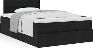 Gultas rāmis ar otomanu un matraci VidaXL 120x200 cm melna audums