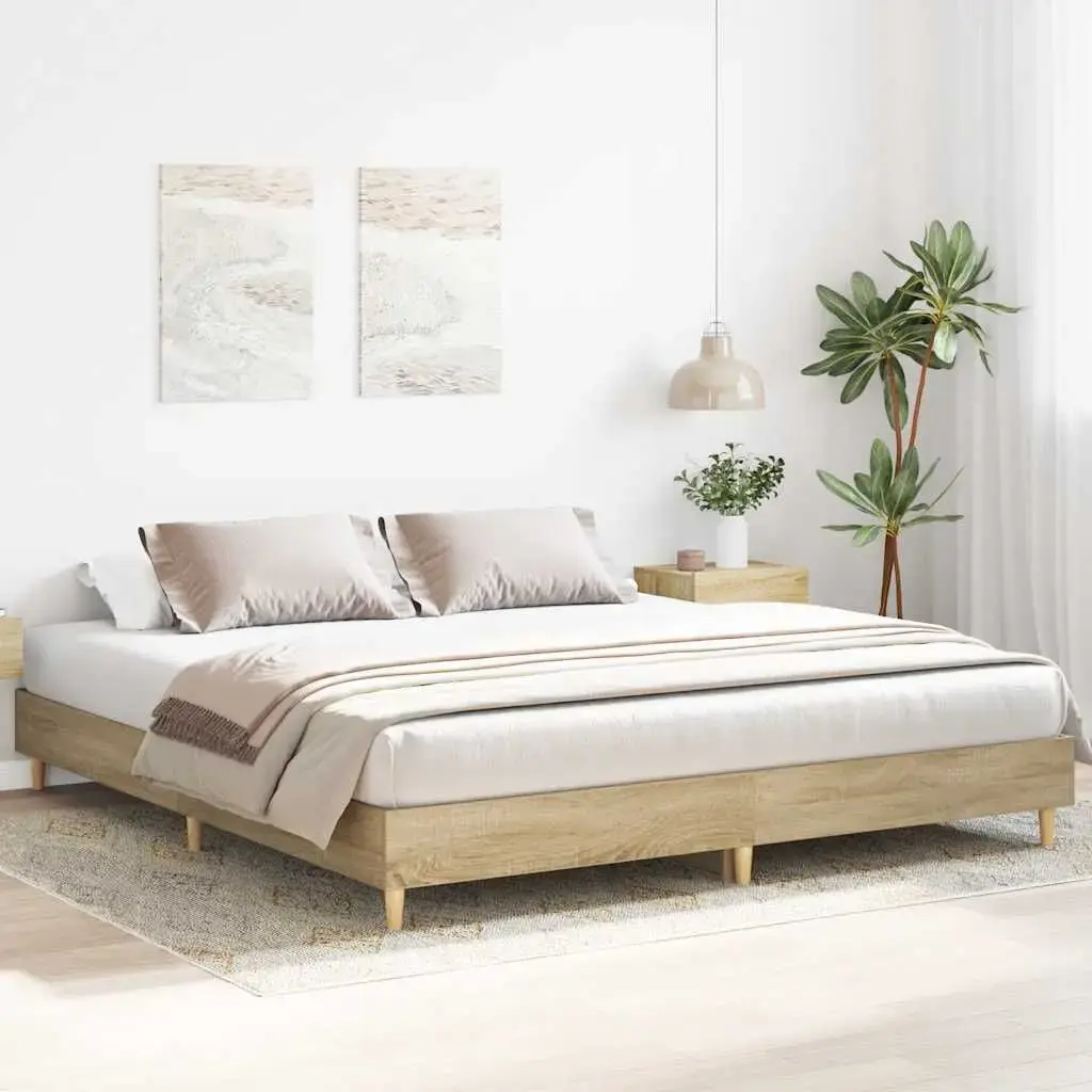 Каркас кровати VidaXL 3328701 Дуб 2,03x2,03 м Photo 3