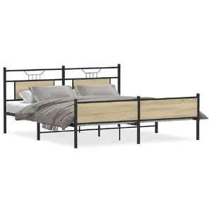Каркас кровати VidaXL 3325125 дуб, ширина рамы 188 см, длина 2,07 м, высота 91,5 см