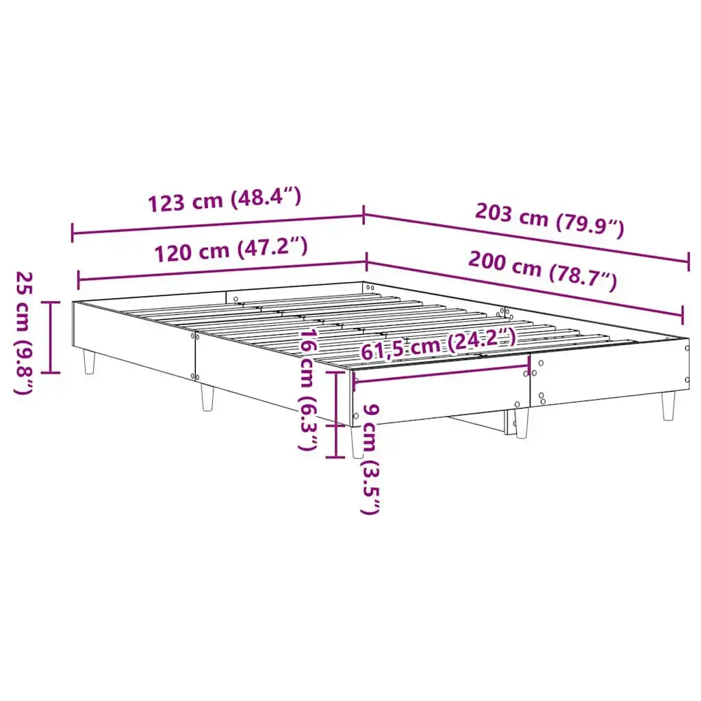 Каркас кровати VidaXL 861034 дуб для 120x200 см Photo 9