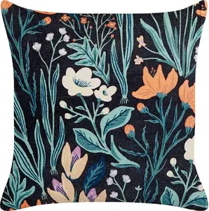 Decorative velvet throw pillow Beliani OSMUNDA 45 x 45 cm floral black-green