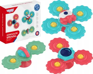 Teether Spinner with Suction Cup Set of 3 Woopie – baby teether and spinning toy, suction-base for highchair or table
