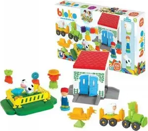 Конструктор Mochtoys Pin Bricks «Farma» — 100 деталей и 3 фигурки, в картонной коробке