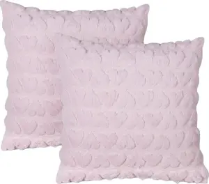 Decorative tufted heart cushions Beliani ASTRANTIA set of 2, 45 x 45 cm, pink
