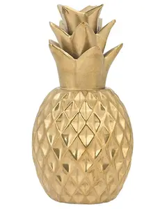 Decorative ceramic figurine Beliani Ocampo — Gold finish, round form, 120×120×230 mm