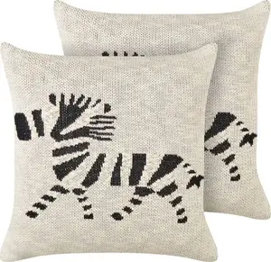 Children's cotton cushions Beliani JABORI set of 2 with beige zebra motif