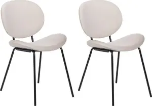 Dining chair set Beliani LUANA – 2 beige velvet upholstered chairs, armless, metal legs