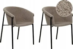 Dining chair set Beliani AMES, 2-piece, boucle upholstery, beige-gray