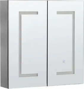 Навесной шкаф для ванной с LED-зеркалом Beliani MAZARREDO — 60 x 60 см, чёрный