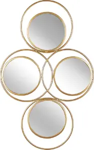 Wall mirror Shumee LESCAR 4-panel metal frame, gold finish, fits 50 x 80 cm mirror