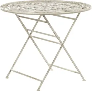 Āra metāla galds Shumee BIVIO modelis 263580, 90 cm, saplaisājusi balta