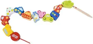 Bead Threading Set Classic World CL3635 — vehicle-shaped wooden beads for threading and fine motor play