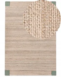 Area Rug Beliani AMRAVATI in Beige/Green, Jute weave, 160 x 230 cm
