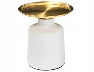 Приставной стол Beliani DOVE Metal белый/золотой — металлический каркас, белая столешница, золотые акценты