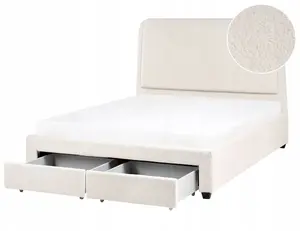 Кровать с ящиками Beliani Boucle SARDENT 140 x 200 см, слоновая кость