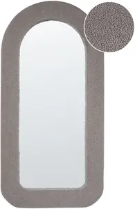 Wall Mirror Beliani Boucle CERVON 120 cm, beige-grey frame