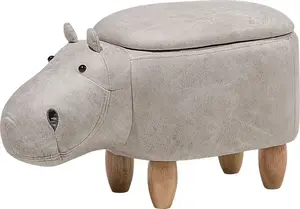 Пуфик с местом для хранения Beliani HIPPO, светло‑серый в форме животного
