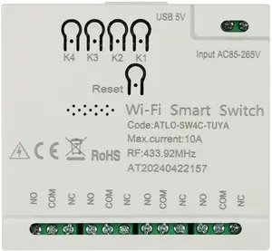 Smart Wi‑Fi Wall Switch Atlo ATLO-SW4C-TUYA — 4‑gang Tuya Smart, Wi‑Fi control