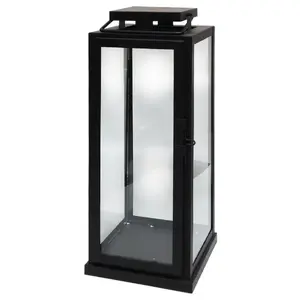 Lantern ArtFlow Tower 15×15×37 cm, black — metal frame glass lantern