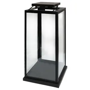 Lantern tower ArtFlow 20×20×48 cm, black metal frame with glass panels