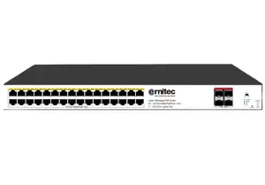 Ernitec ELECTRA-M232-1GB-460W Vadāms L3 Gigabit Ethernet tīkla komutators ar PoE, 32 RJ-45 porti, 4 SFP moduļi, 56 Gbit/s komutācijas jauda, statīva montāža