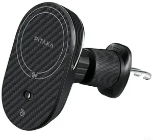 Car Mount with Wireless Charger Pitaka MagEZ Pro 2 Qi2 15W NFC MagSafe black‑gray