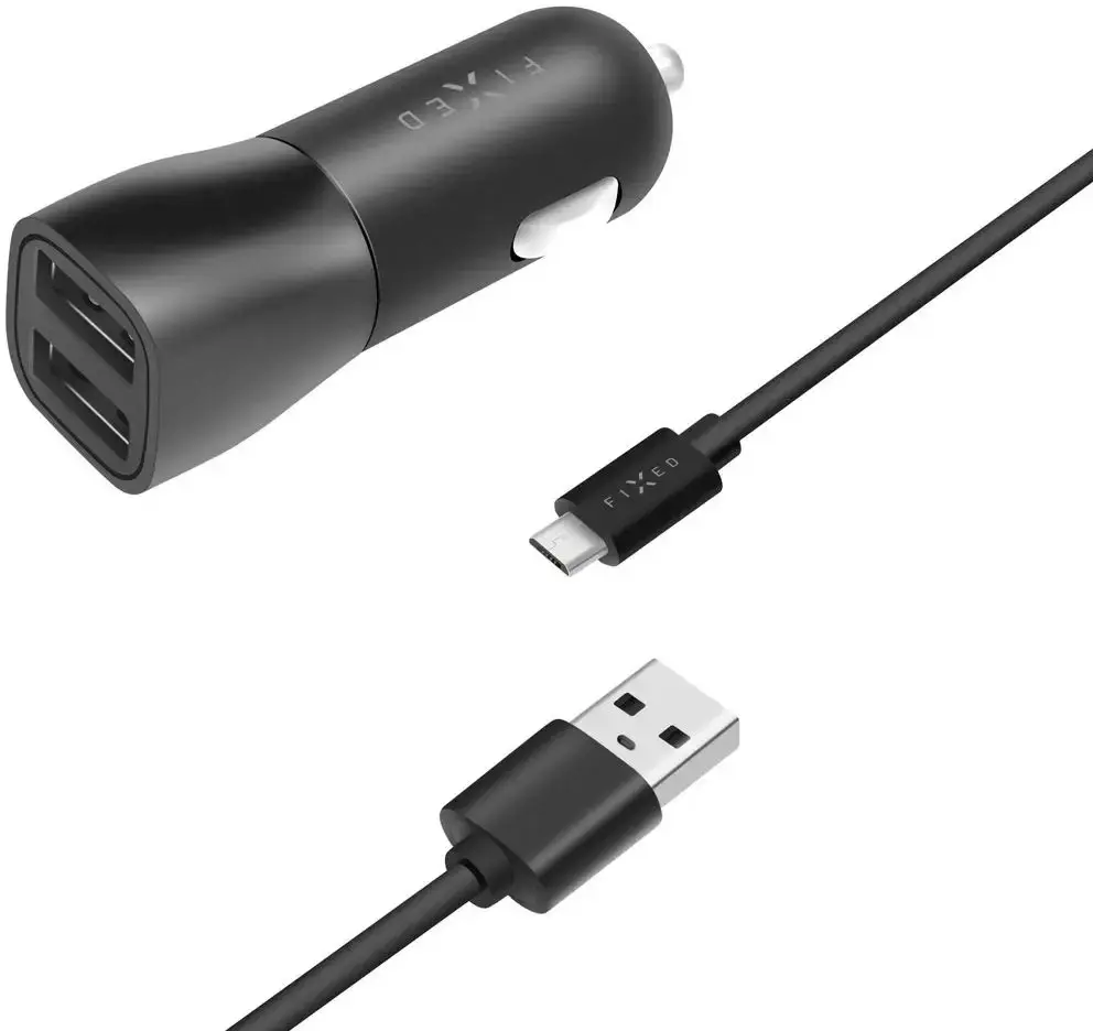 Auto lādētāja komplekts FIXED FIXCC15-2UM-BK ar