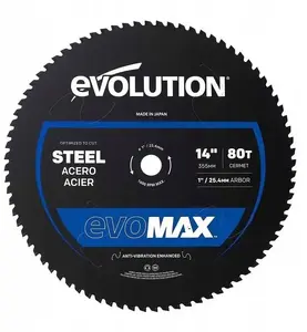 Apaļā zāģa saka GLOBAL SAW EVOMAX 355 mm Ø355 x 25,4 mm, 80 zobu CERMET — tērauda griešanai