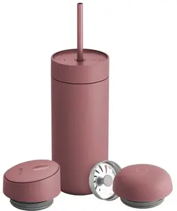Termokrūze FELLOW Carter Move Mug 3‑1, 473 ml, pūdera rozā, ar 3 vāciņiem