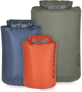 Ūdensnecaurlaidīgu maisiņu komplekts LIFEVENTURE Ultralight (5L, 10L, 25L), zemes toņi
