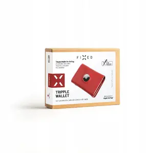 Maciņš FIXED Tripple Wallet for AirTag — salokāms maks ar vietu AirTag, sarkans