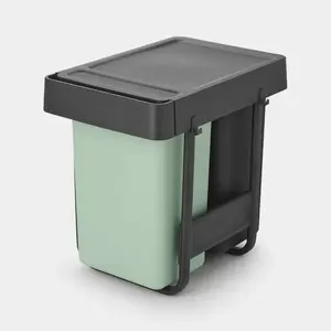 Rectangular Sort&Go Waste Bin by Aptel — Brabantia model, 319×481×431 mm, black/green